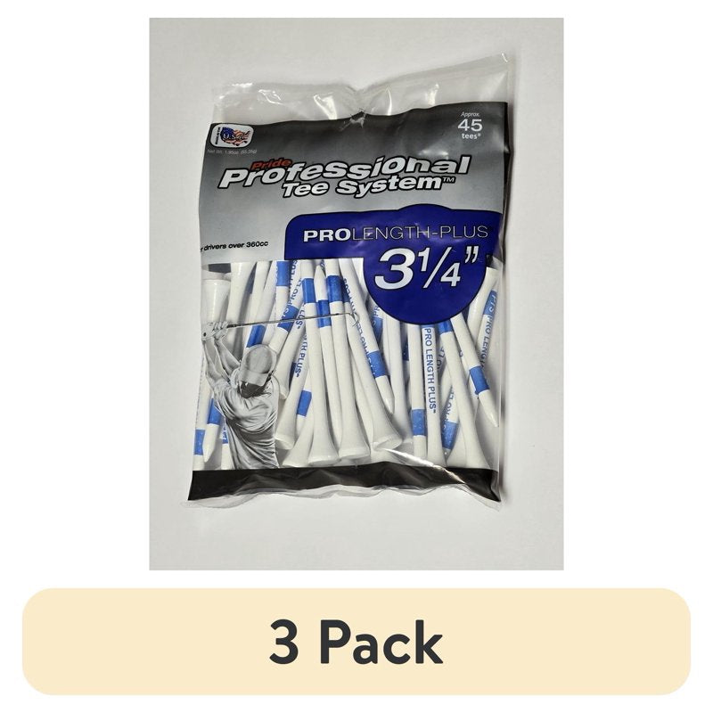 Golf Tees 3-1/4 Inch White 45-Count for Driver & Fairway Wood - Pack Variants