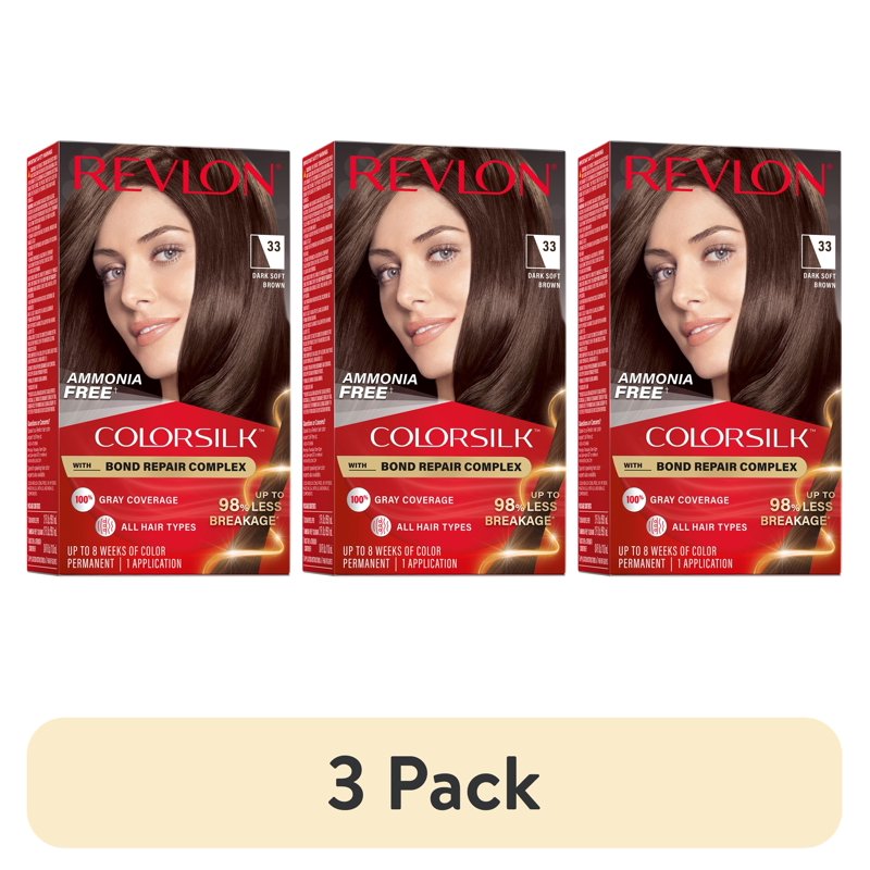 (3 Pack) Revlon ColorSilk Permanent Hair Color - Bond Repair & Vibrant Shades