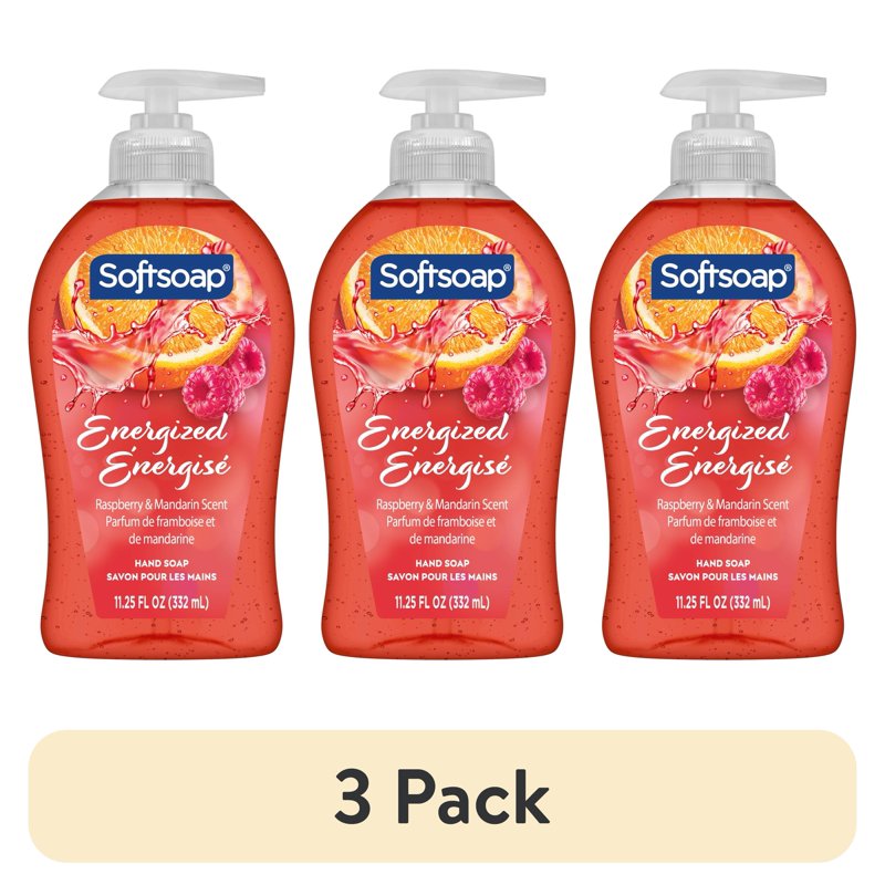 Liquid Hand Soap with Raspberry and Mandarin Scent - 3 Pack, Paraben Free, pH Balanced