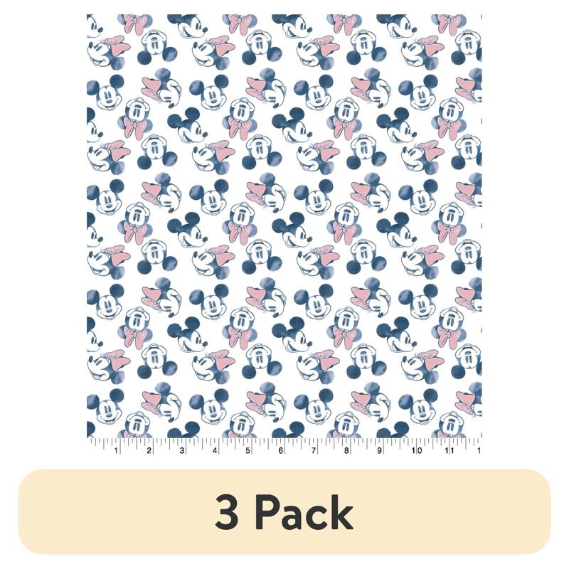 Cotton Mickey and Minnie Head Fabric Pack - 18x21 Inches, Starry Night Design