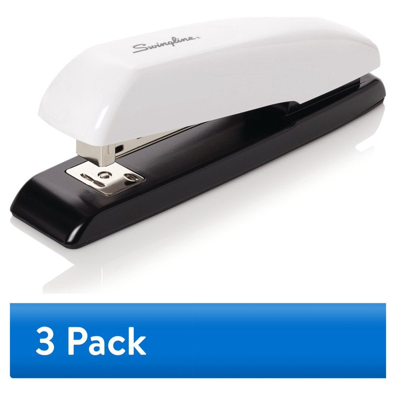 Durable Manual Desk Stapler with Antimicrobial Protection, 20 Sheets, Black & White