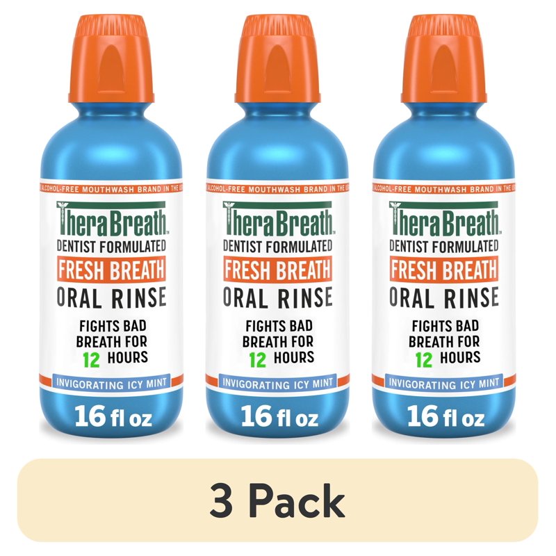 Alcohol-Free Mouthwash for Fresh Breath Icy Mint 3 Pack - Dentist Formulated