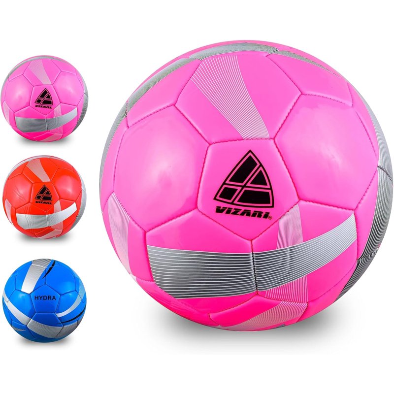 (3 Pack) Vizari Hydra Soccer Ball – Pink 3, Indoor & Outdoor, TPU, Sizes 3/4/5