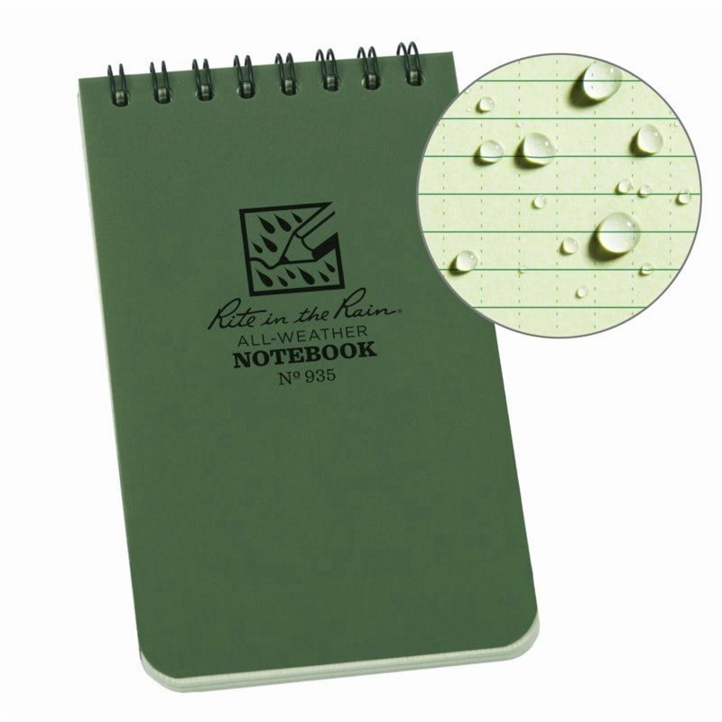 Weatherproof Pocket Notebook 3x5 Green - Water-Resistant Spiral Journal