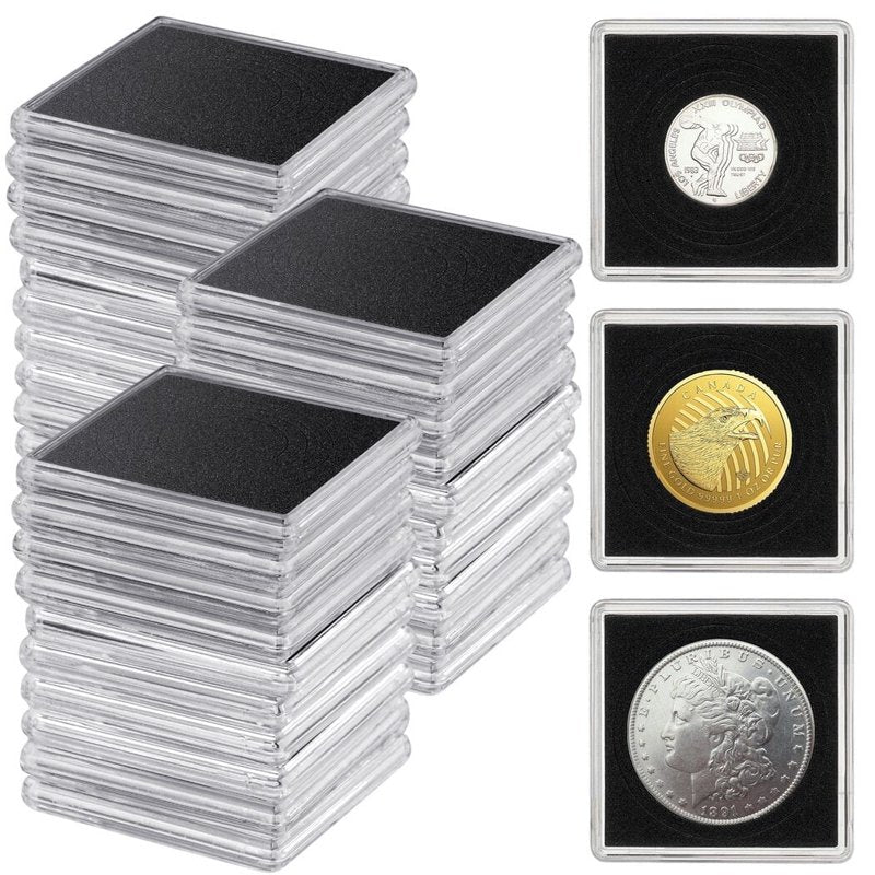 30 Pcs Acrylic Coin Holders with 5 Sizes for Collectors, Silver Dollar Storage Cases