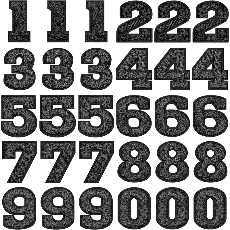 30 Pieces Iron-On Number Patches for Clothing DIY Crafts Embroidered Appliques