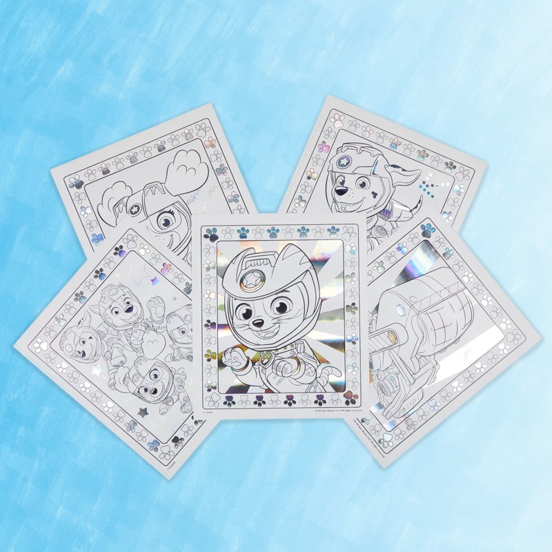 Kids Metallic Mess-Free Coloring Set with Paw Patrol Characters - 12 Pages & Markers