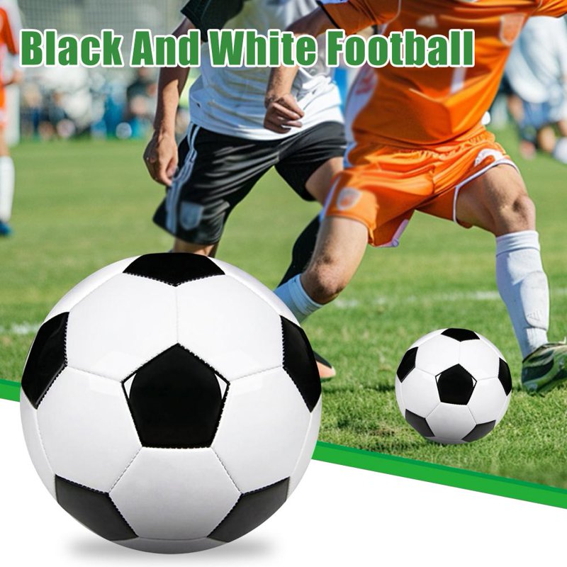 Size 5 Soccer Ball with Pump and Needle - Black and White PU Leather for Training and Games