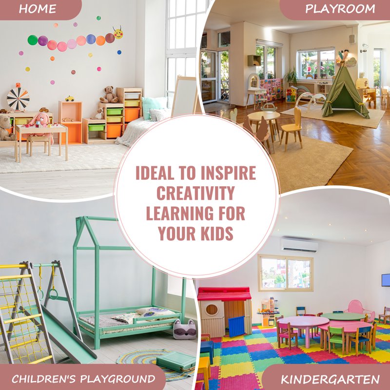 Adjustable Wooden Kids Art Easel with Paper Roll & Magnetic Whiteboard for Toddlers