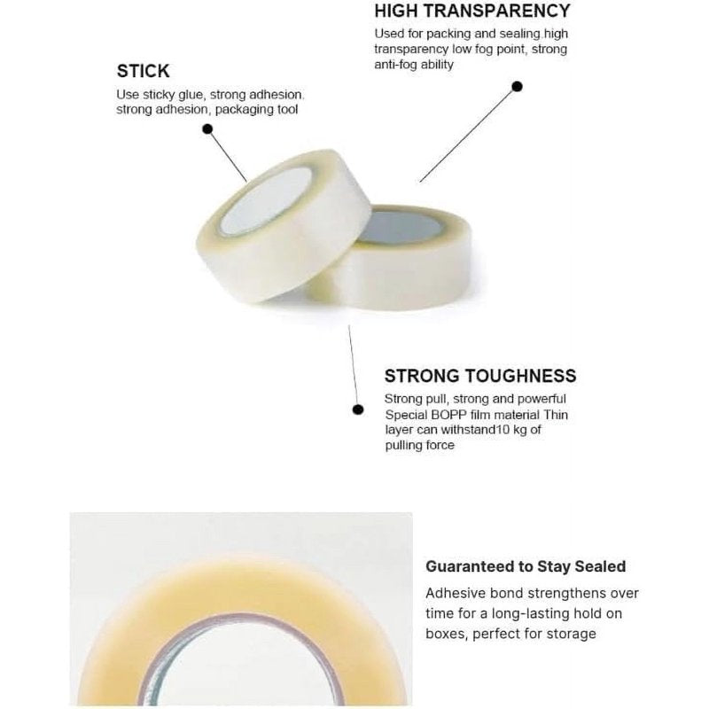Packing Tape Rolls 2-inch x 55 yards (6 Pack) Heavy-Duty Clear Sealing Tape