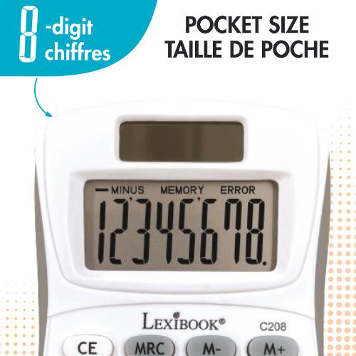 Last Digit Erase Desktop Calculator - 8-Digit Solar Pocket Calculator White