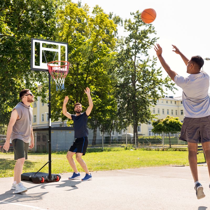 Portable Basketball Hoop System with Adjustable Height 6.5-8 ft and PVC Backboard