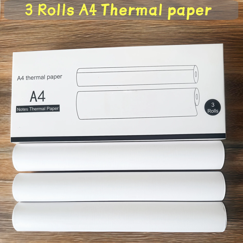 A4 Thermal Printer Paper Rolls - Quick-Dry, Clear Printing, 3x7m BPA-Free