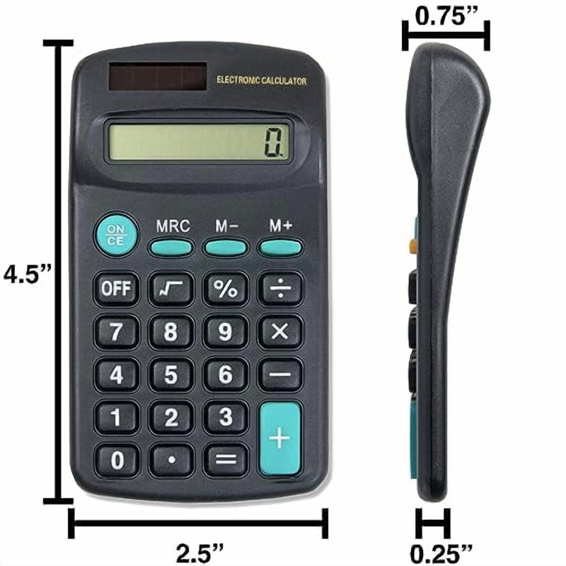 Bulk 100 Pocket Size Battery Calculators for Kids & Students - Basic Function