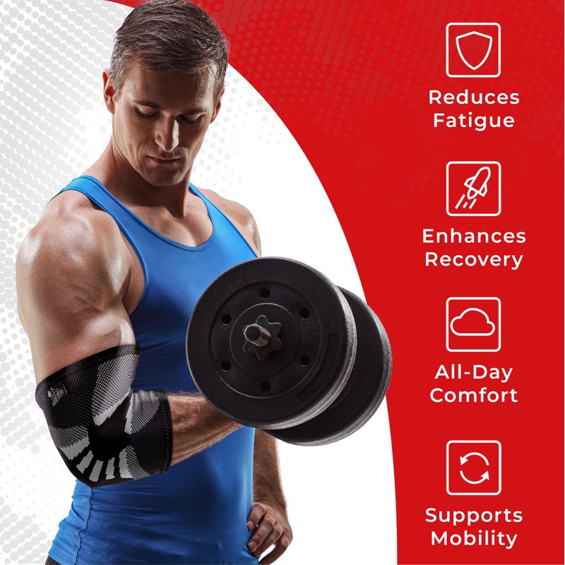 Elbow Support Brace for Tennis Golf & Weightlifting - Pain Relief & Recovery