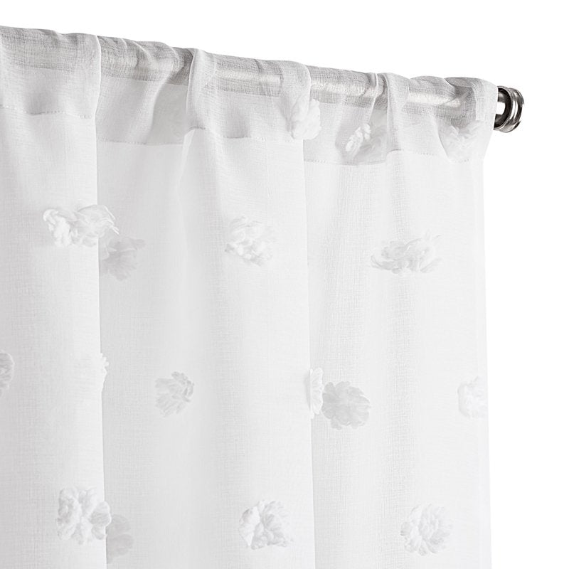 Sheer Curtain Panel with Clipped Pom Detail - Room Darkening, Multiple Sizes & Patterns