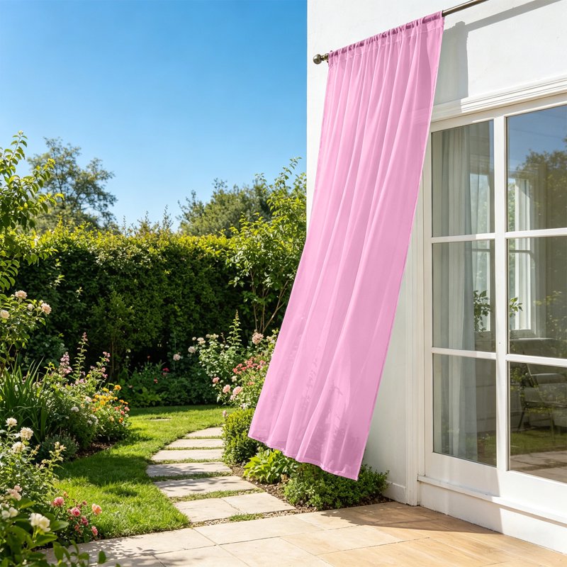 Outdoor Sheer Voile Curtains Waterproof UV Resistant Light Filtering Patio Drapes