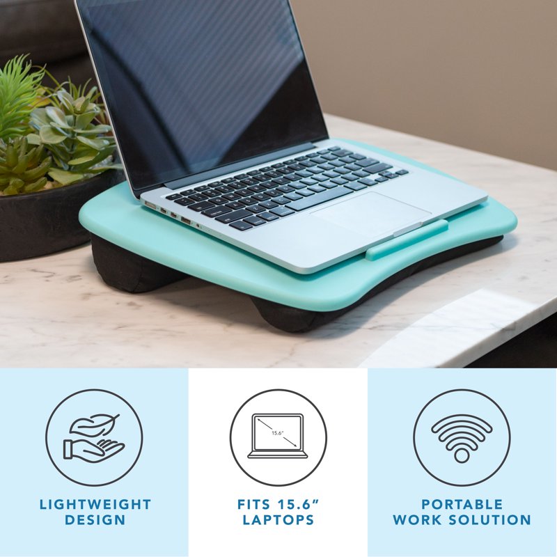 LapGear Lap Desk with Cushion & Ventilation for 15.6-Inch Laptops - Aqua Sky