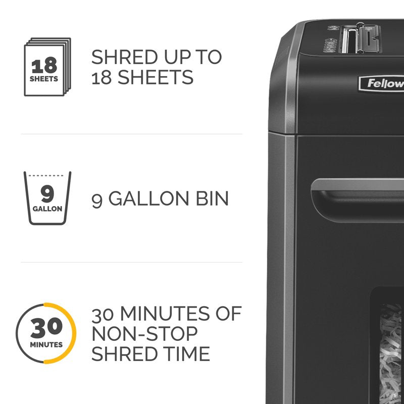 Heavy-Duty Cross-Cut Paper Shredder 18 Sheet Capacity Jam Proof Office Equipment