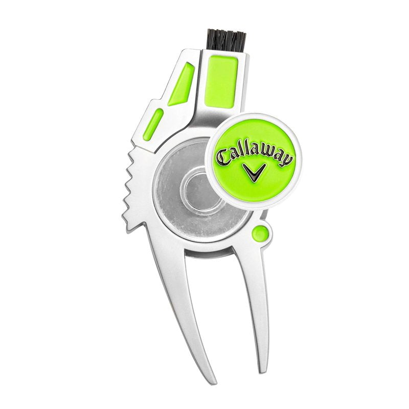 Golf Divot Repair Tool 4-in-1 with Ball Marker and Groove Cleaner - Lime