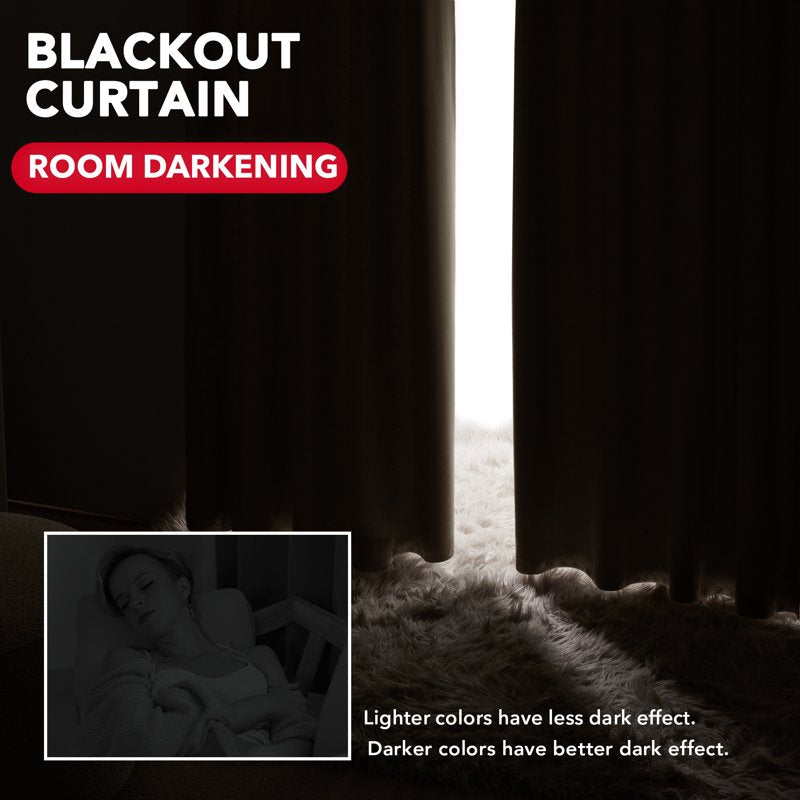 Blackout Curtains with Back Tab 2 Panels - Energy Saving Thermal Drapes for Home