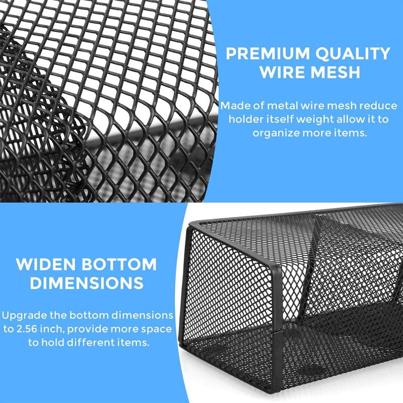 Magnetic Pen Holders Set of 3 - Metal Mesh Organizer for Fridge Whiteboard Office Desk