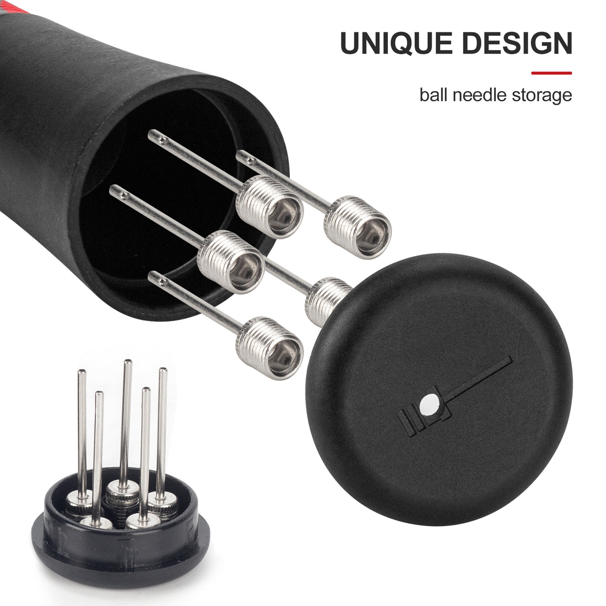 Fenxyo Ball Pump with Needle Storage and Extendable Cable - Sports Ball Inflator for Basketball, Soccer, Volleyball, Rugby