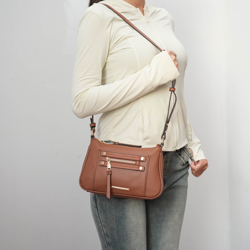 Vegan Leather Crossbody Bag for Women - Compact Daily Shoulder Purse