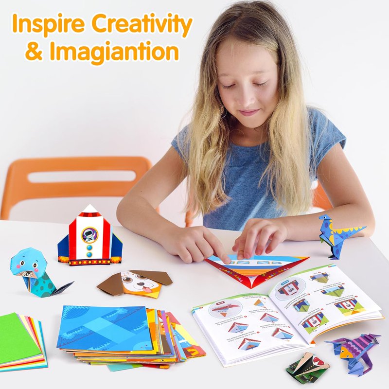 Kids Origami Paper Kit with 224 Sheets, Patterns & Tutorial for Beginners