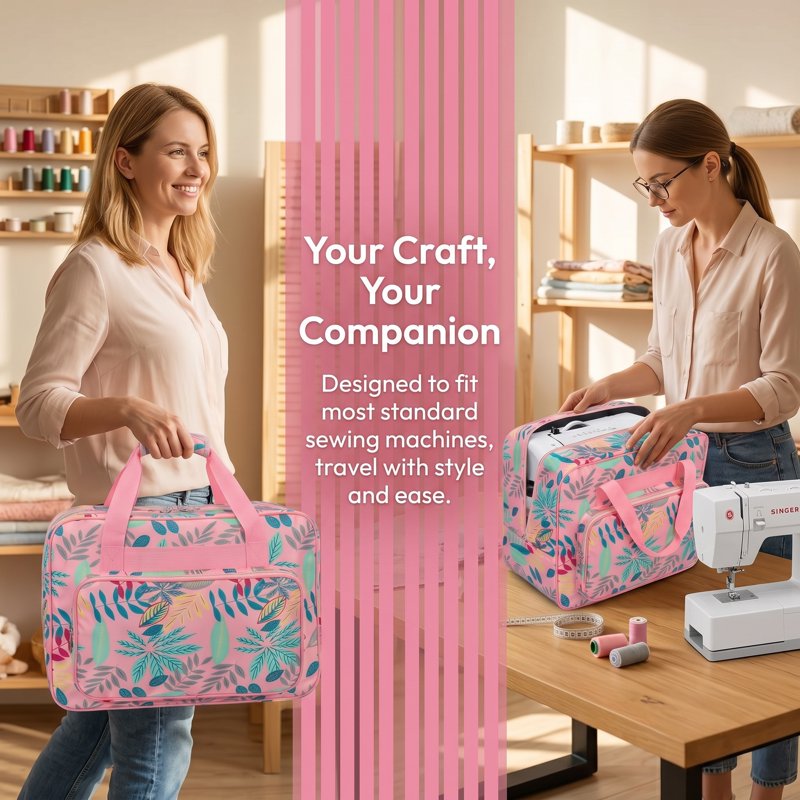 Universal Sewing Machine Carrying Case with Pockets Water-Resistant Organizer