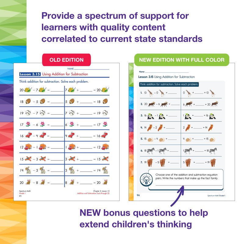 First Grade Math Workbook - Addition, Subtraction, Shapes & More