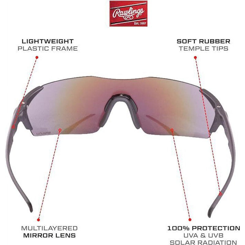 Baseball Sunglasses Lightweight Sports Eyewear with Mirrored Lenses - Durable & Scratch Resistant