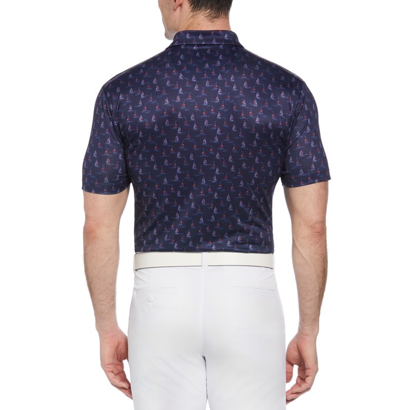 Ben Hogan Sailboat Print Golf Polo Shirt for Men & Big Men - 2XL Blue