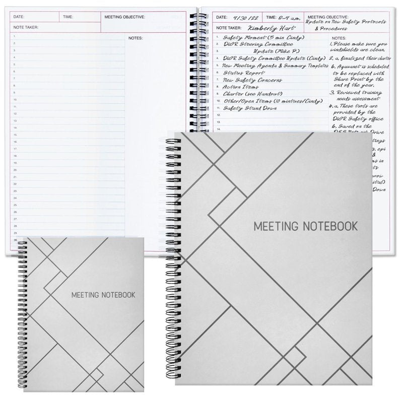 Spiral Notebook for Work - 8.5 x 11 Inches, Pack of 2, White Office Notepads