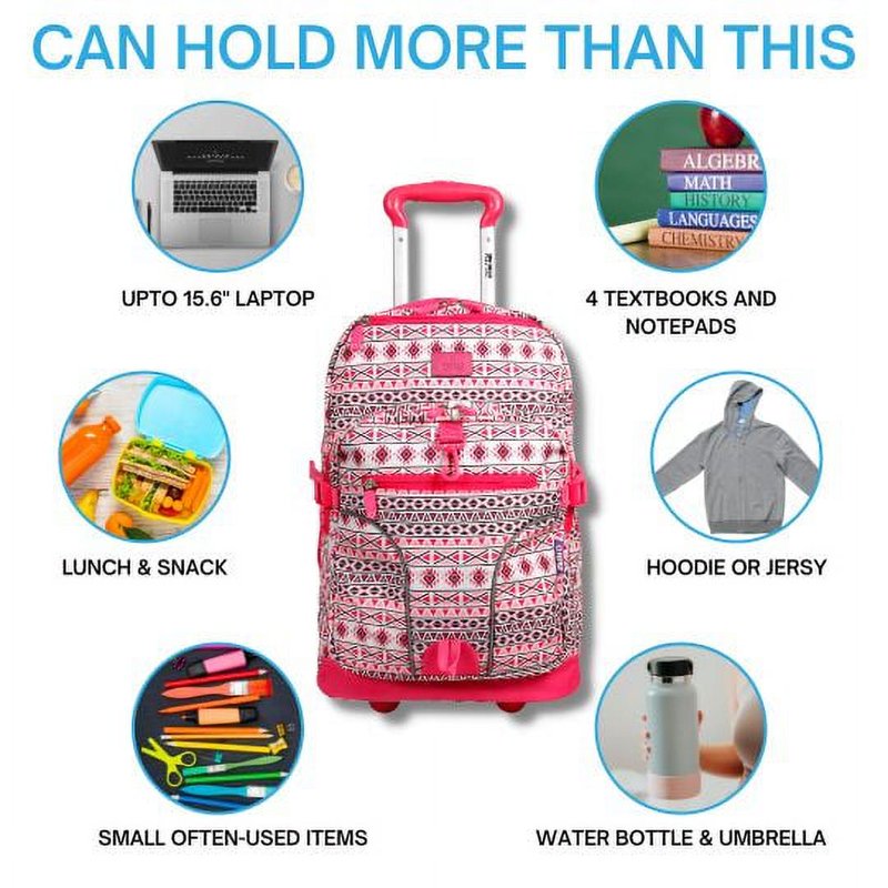 Multi-Purpose Laptop Rolling Backpack for School and Travel