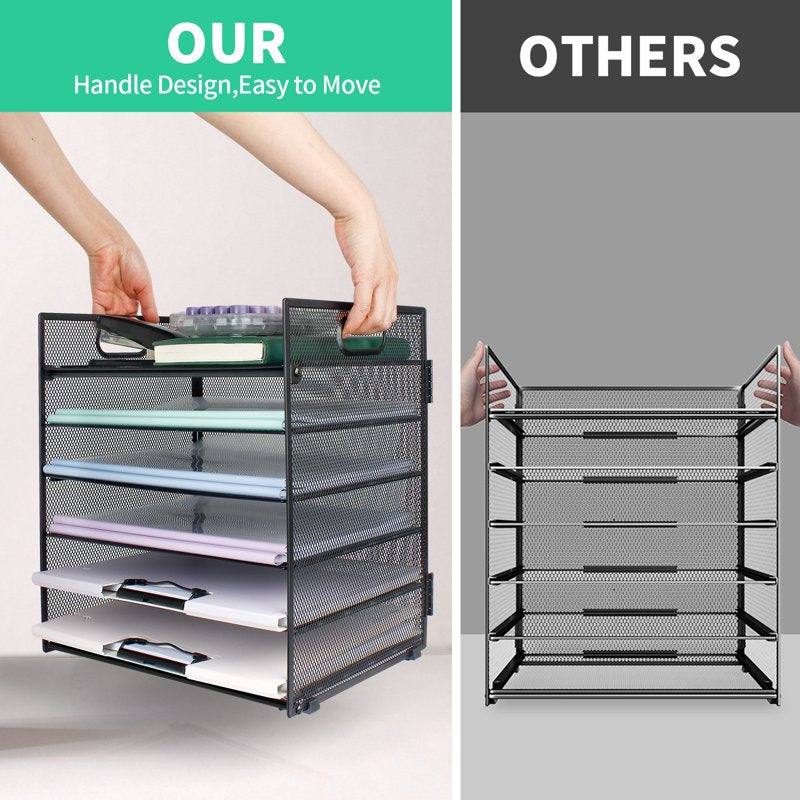 6-Tier Mesh Desk Organizer with Handles for Office & Home Storage