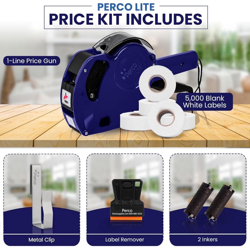 Retail Price Gun Kit with 600 Labels & Ink Rollers - Easy Load & Use