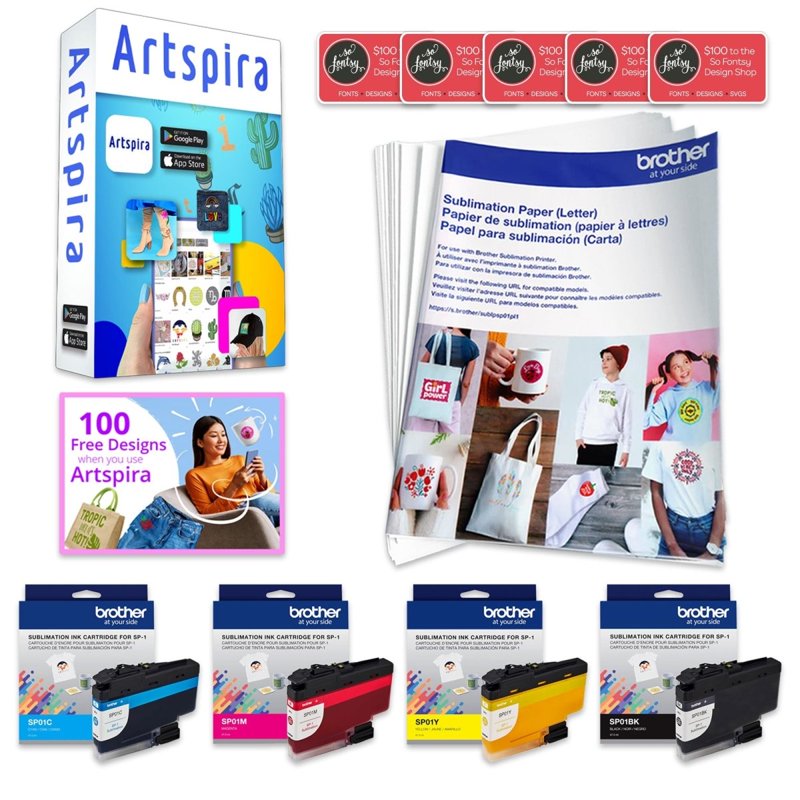 Sublimation Printer Bundle with Transfer Sheets & Software for Custom Projects - Brother SP-1