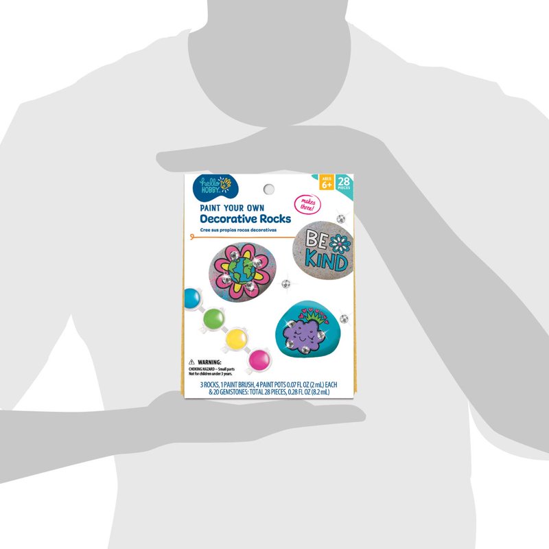 Kids Paint Your Own Decorative Rocks Craft Kit - 2 Pack with Paint and Gems