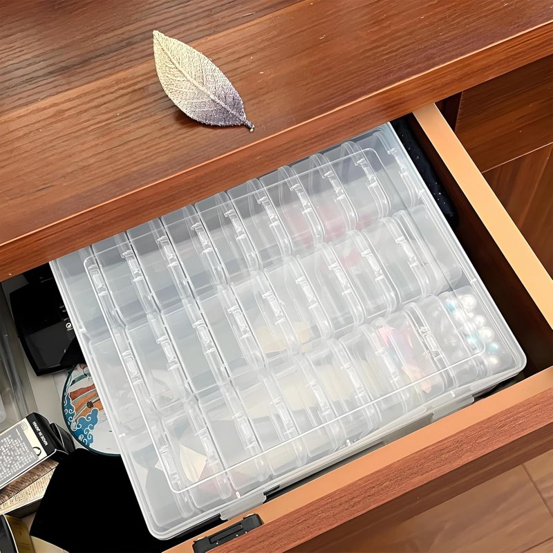 30-Piece Bead Storage Organizer Kit with Clear Plastic Containers and Hinged Lid