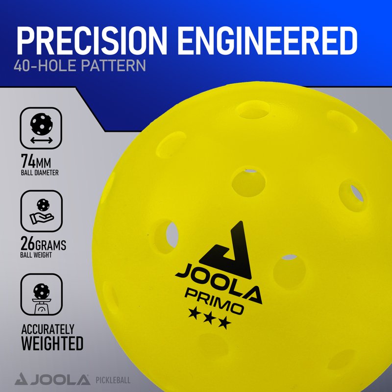 JOOLA Primo Pickleball Balls 100 Pack - 3-Star Tournament Outdoor/Indoor