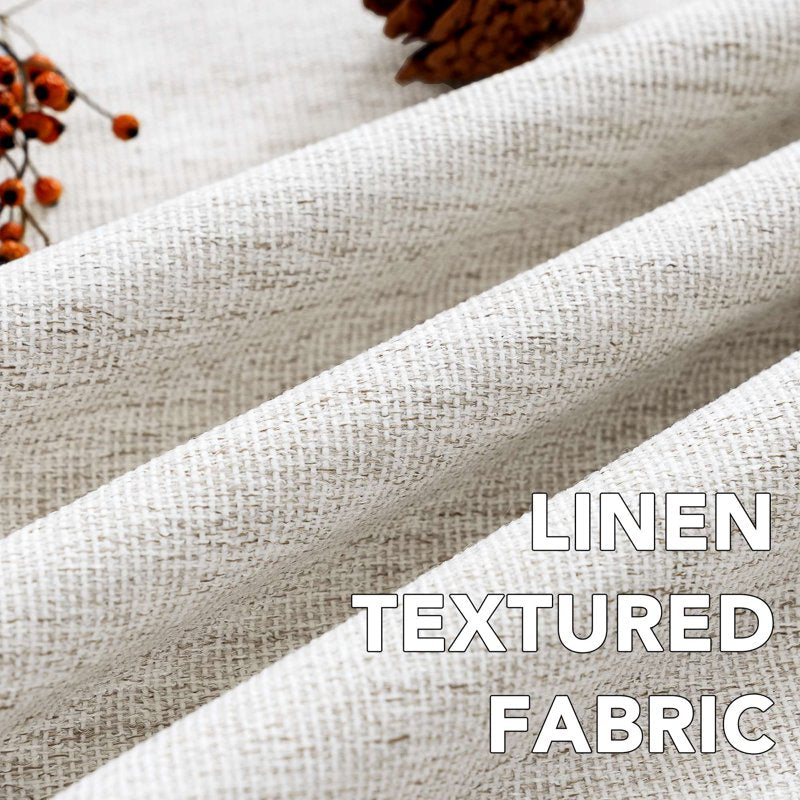 Blackout Curtain Set 2 Panels - Linen Blended Chenille Thermal Drapes for Bedroom and Living Room