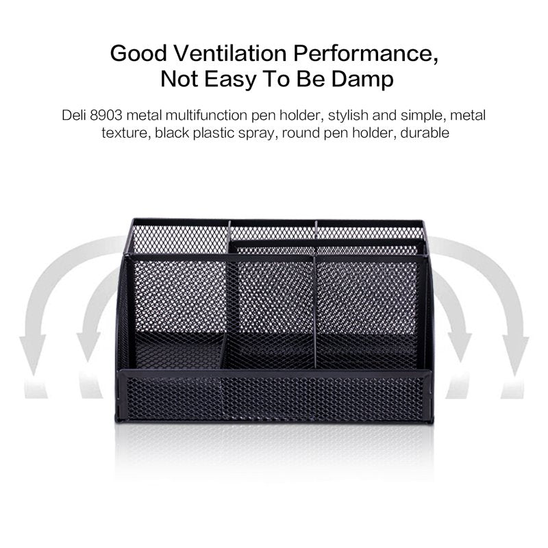 Deli Mesh Desktop Organizer with 7 Compartments for Office Supplies - Black