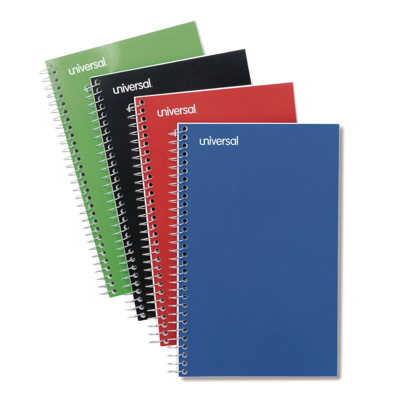 Wirebound Notebook 9.5 x 6 Inches 3 Subjects Medium College Rule Assorted Color Covers 120 Sheets Pack of 4