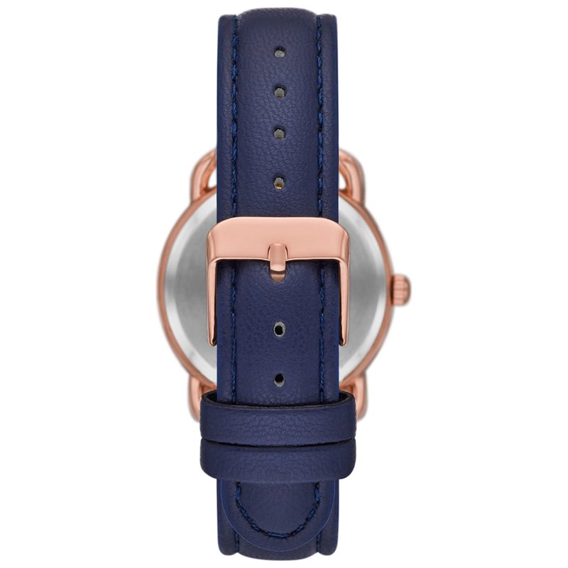 Women's Rose Gold Analog Wristwatch with Textured Dial and Faux Leather Band