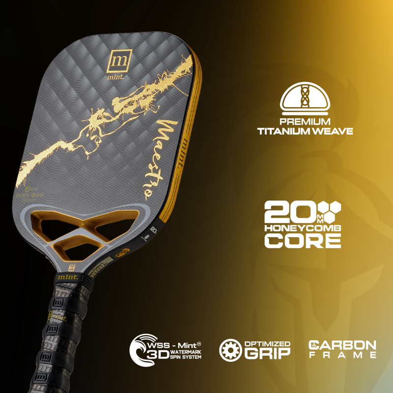 Mint Maestro Pickleball Paddle - Titanium Carbon Fiber Face, 20mm Polypropylene Core, USAPA Approved