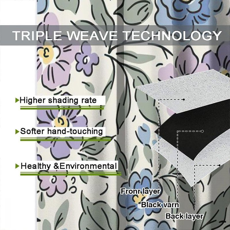 Watercolor Floral Curtains - Modern Window Drapes for Bedroom, Living Room & Office