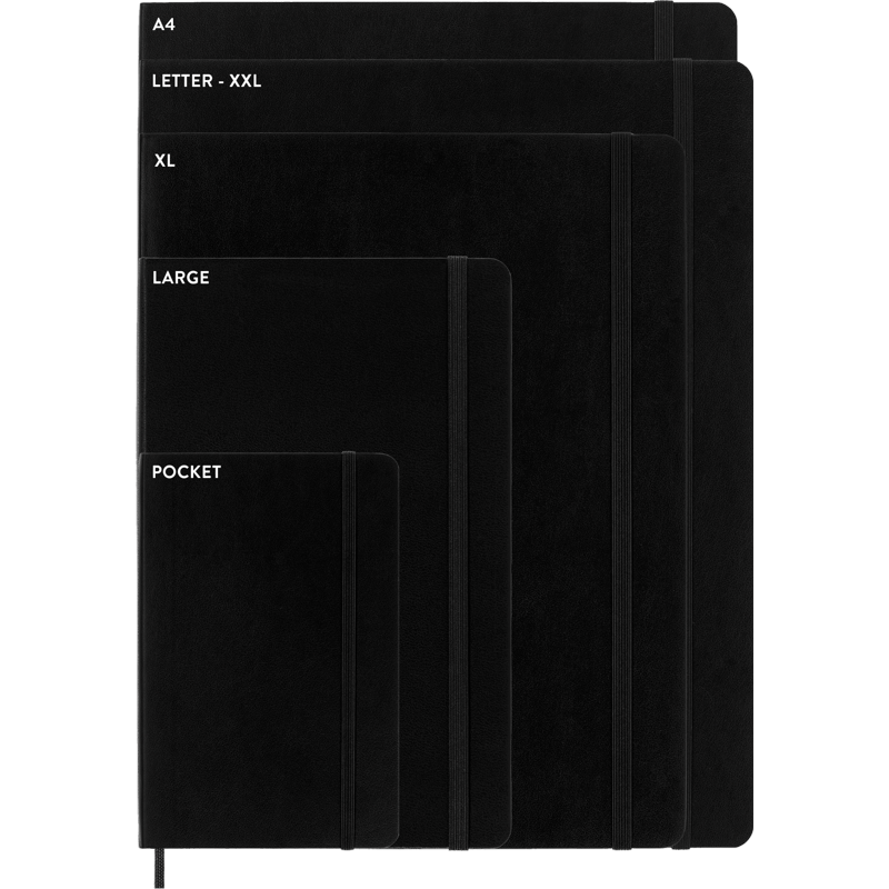 Large Soft Cover Notebook - Plain Black Classic Journal for Writing