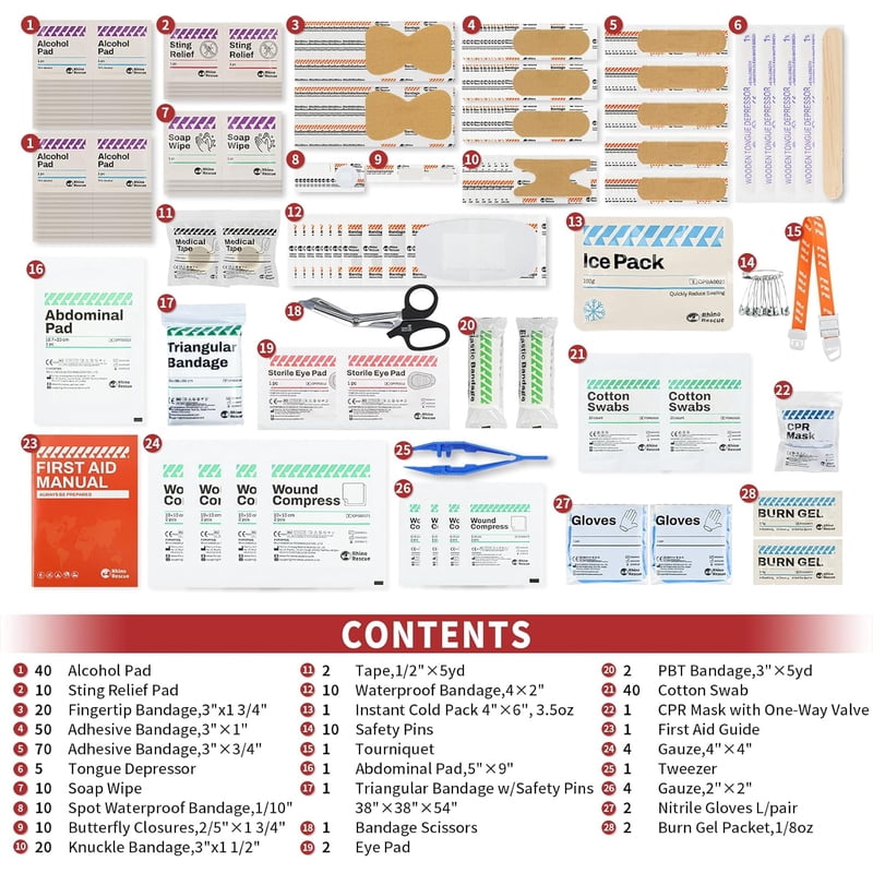 All-Purpose First Aid Kit with 350 Medical Supplies for Home & Office