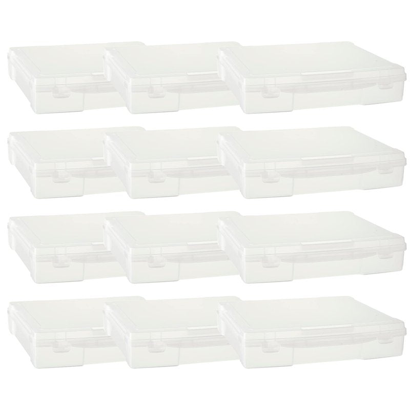 12 Pack Clear Plastic Scrapbook Storage Cases - Portable Craft Organizer